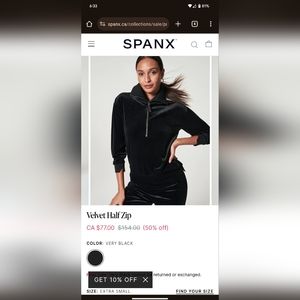 Spanx velvet half zip